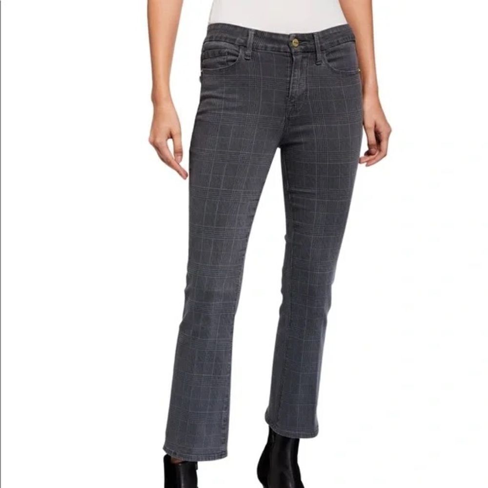 Frame Le Crop Mini Boot Jeans - Washed Gray Plaid